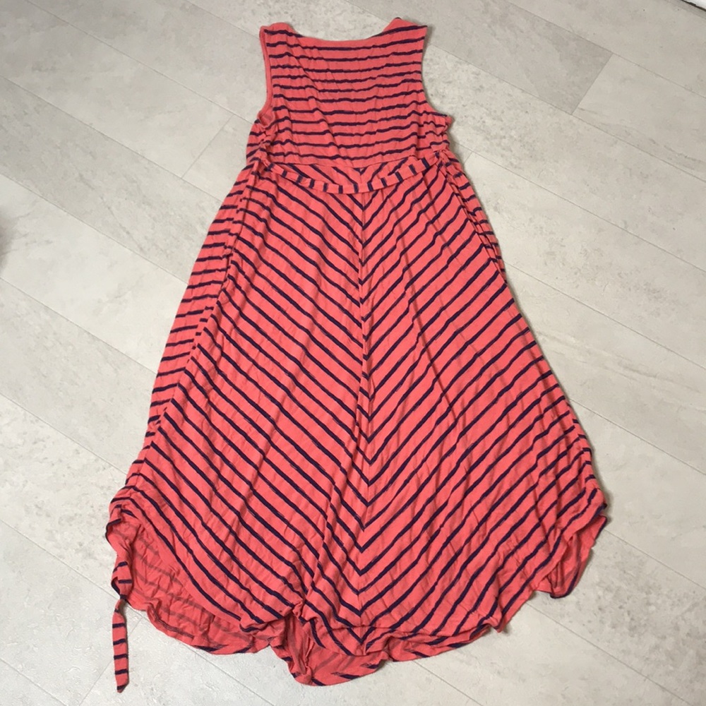 Liz Lange Maternity Dress Sz M Orange Navy Blue - Picture 2 of 7
